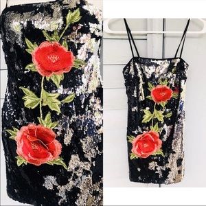 Forever 21 sequin rose dress women’s size S